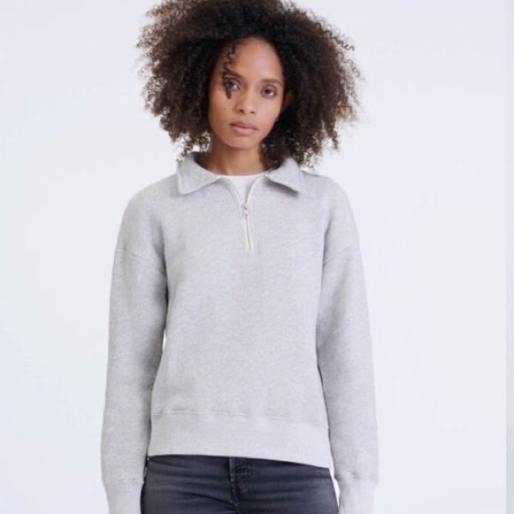 RE/DONE x Hanes Heather Grey 70’s Half Zip in Small